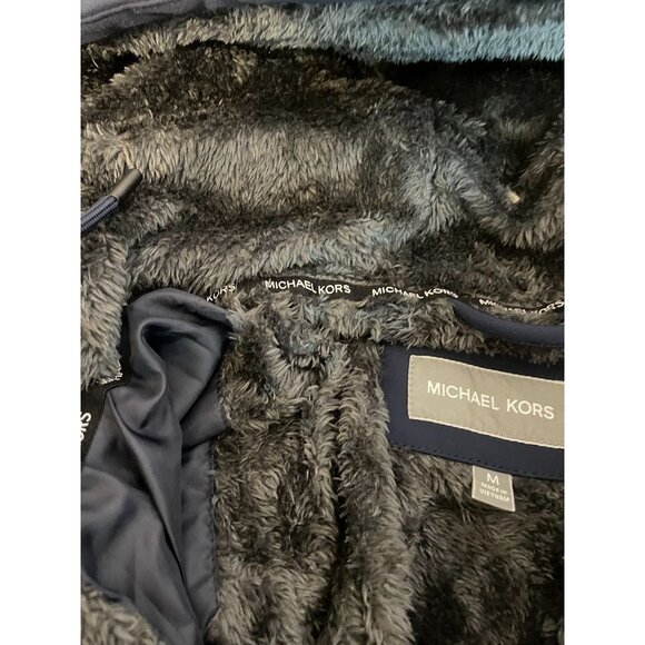 Michael Kors Mens Midnight Blue Hooded Jacket Coat M Fleece Lined Full Zip NEW - Picture 6 of 11